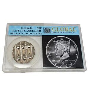 Kennedy Half Dollar Waffle Cancelled 50 Brilliant Uncirculated Philadelphia Slab
